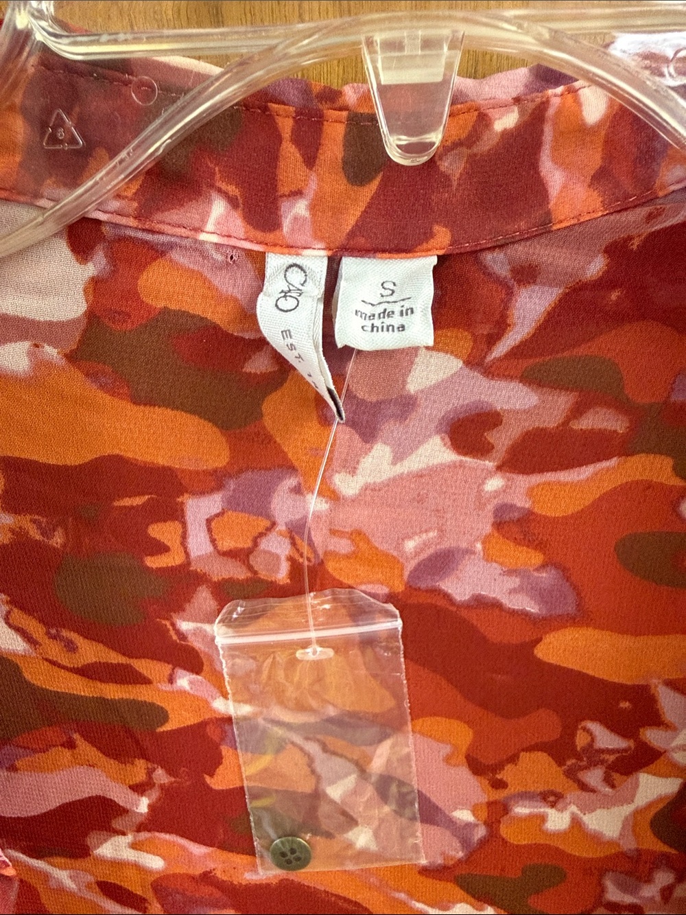 Cato Red Pink Orange Multi-Color Long Sleeve Shirt Dress - Picture 2 of 3